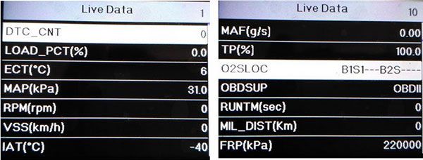 Original FOXWELL NT204 live data