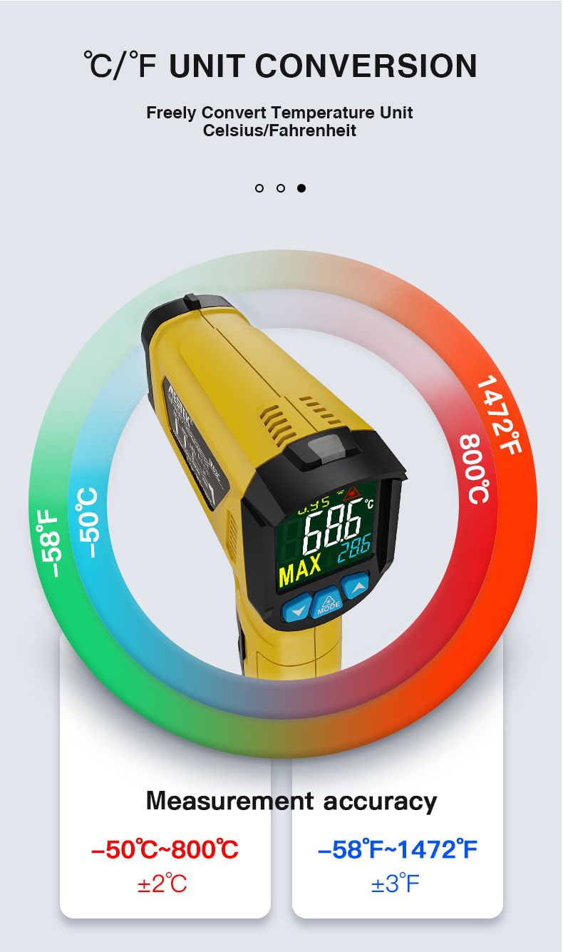 High Temperature Infrared Laser Electronic Thermometer