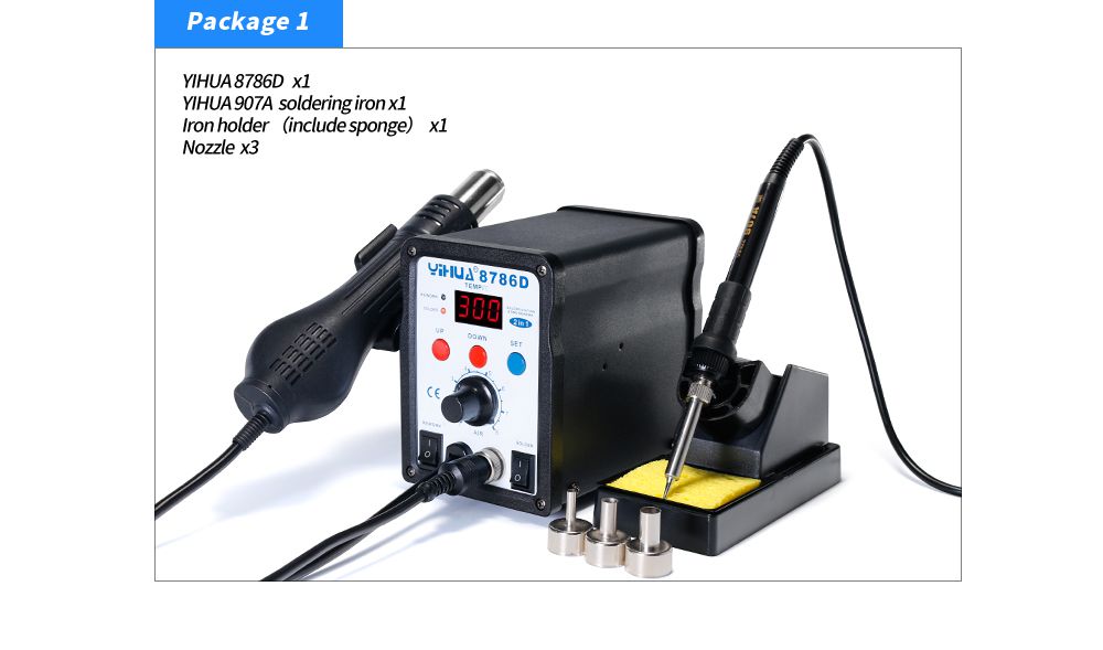 YIHUA 8786D 110V 220V Hot Air Soldering Station Solderi