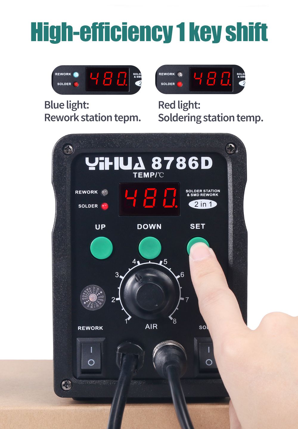 YIHUA 8786D 110V 220V Hot Air Soldering Station Solderi