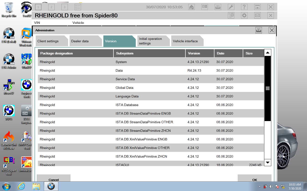 V2020.8 BMW ICOM HDD ISTA-D Software Version