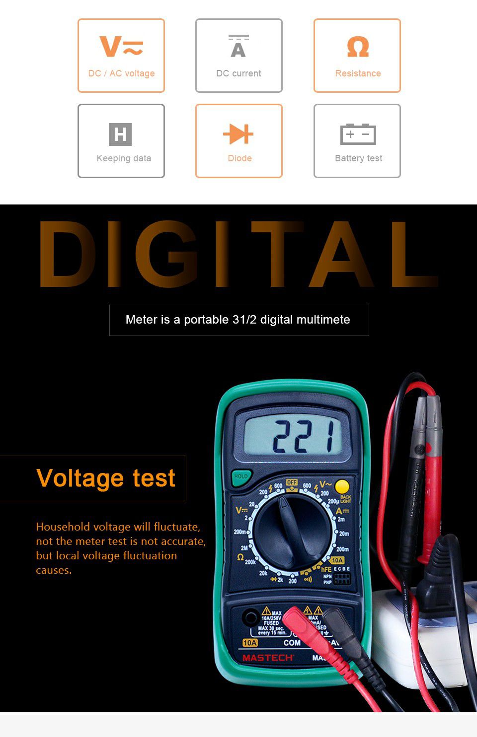 MAS830L Mini Digital Multimeter