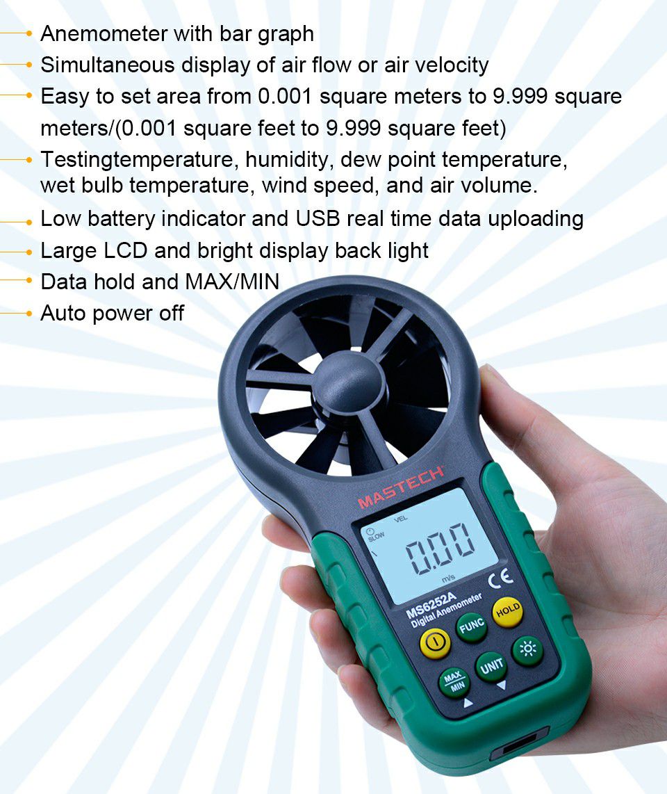 MS6252A Handheld Digital Anemometer Wind Speed Meter