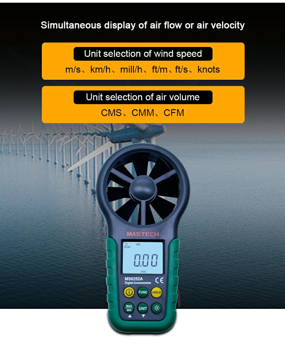 MS6252A Handheld Digital Anemometer Wind Speed Meter