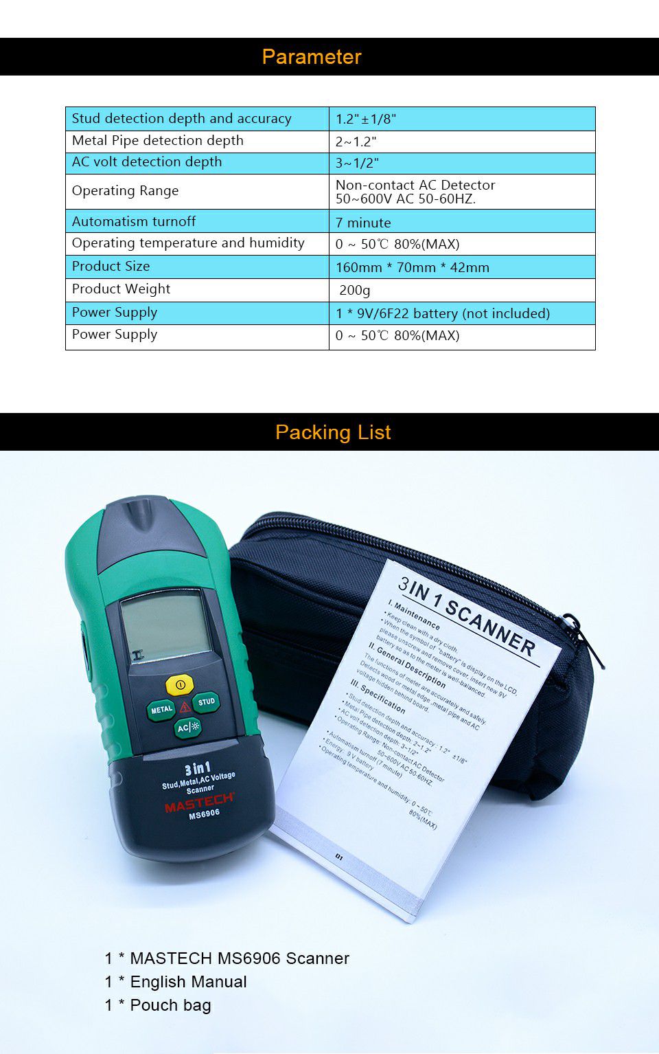 MS6906 3 in 1 multifunction metal detector 