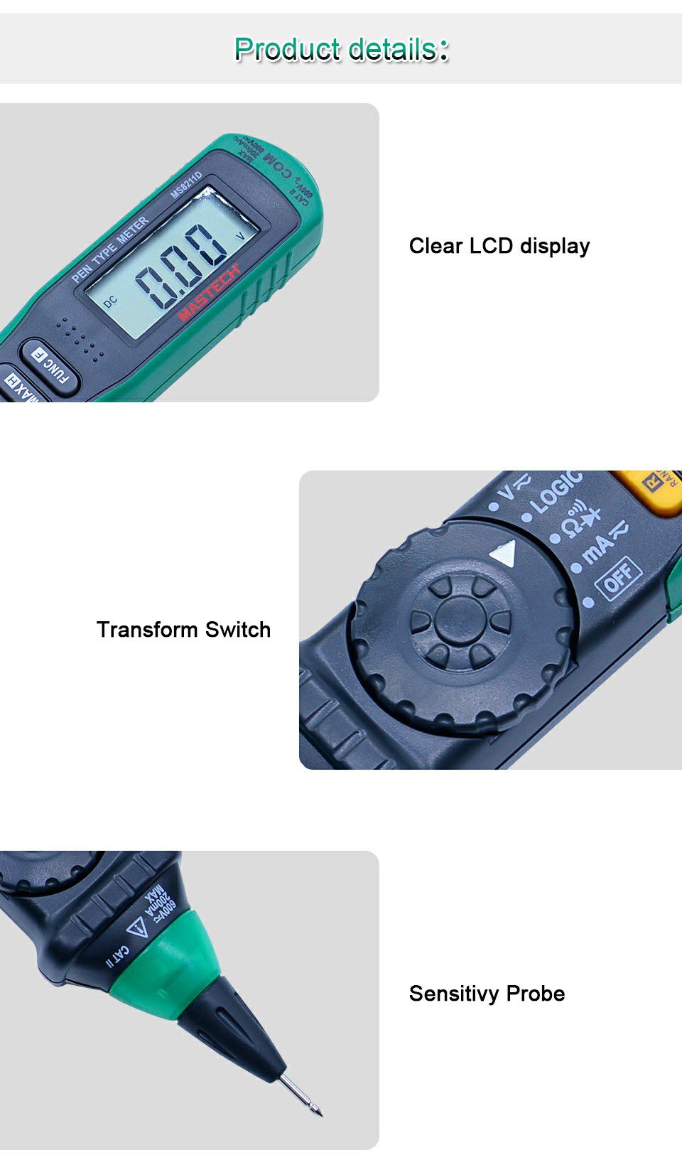 MS8211D Auto Range Digital Multimeter Pen-Type Meter