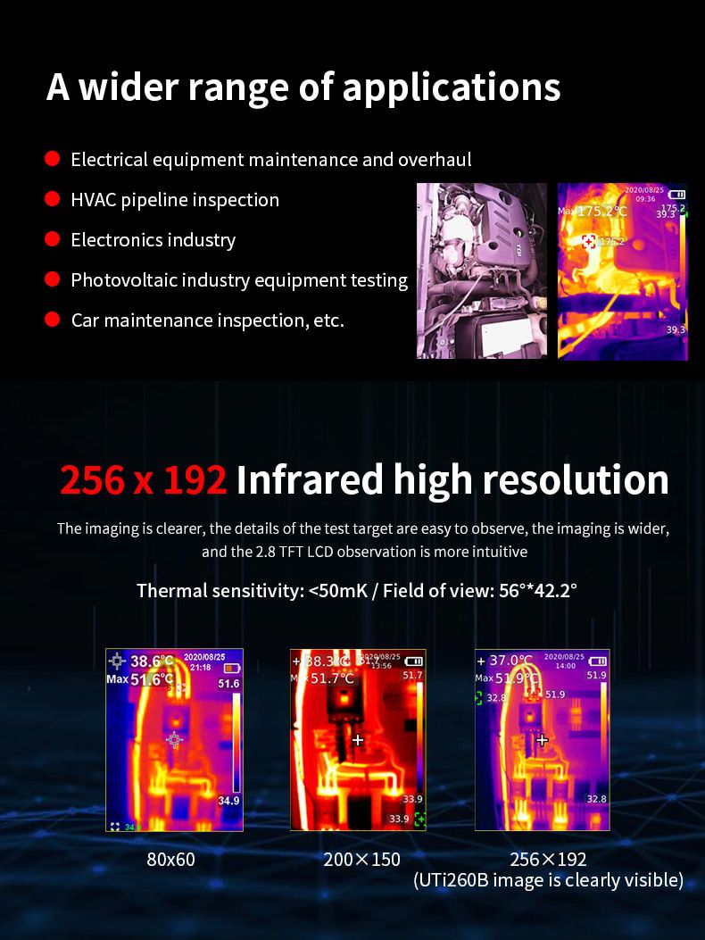 UNI-T UTi260B C200 UTi120B UTi120S Resolution 256 x 192 