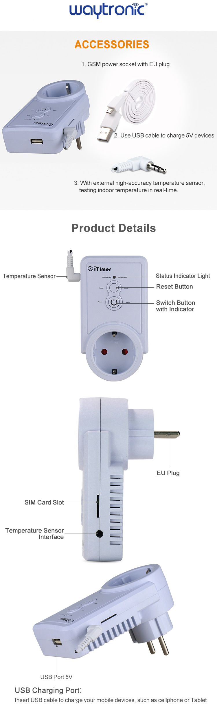 EU Plug GSM Smart Socket English Russian SMS Remote Cont