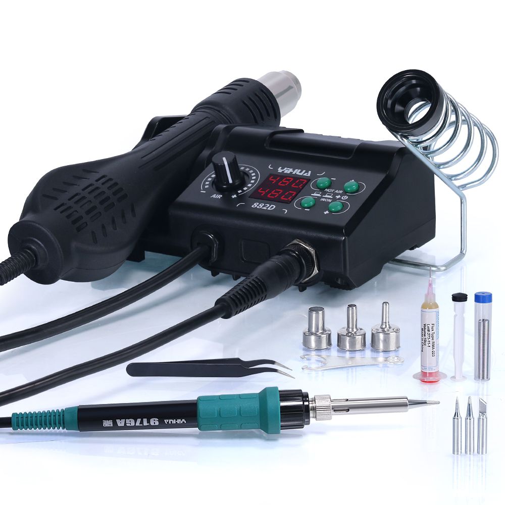 YIHUA 882D Portable 2 in 1 Soldering Iron Hot Air Gun