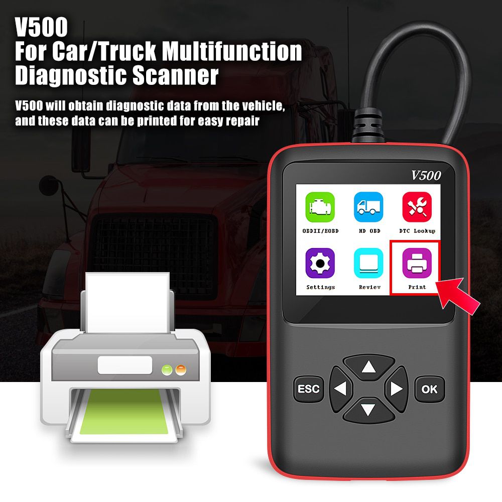 12V/24V Truck Car 2 in 1 OBD2 Engine Diagnostic Tool