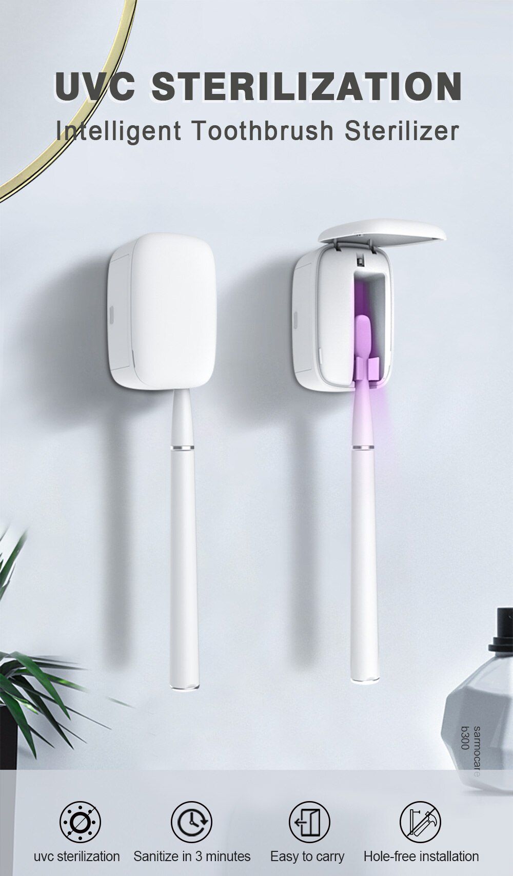 MINI UV Light Toothbrush Holder 