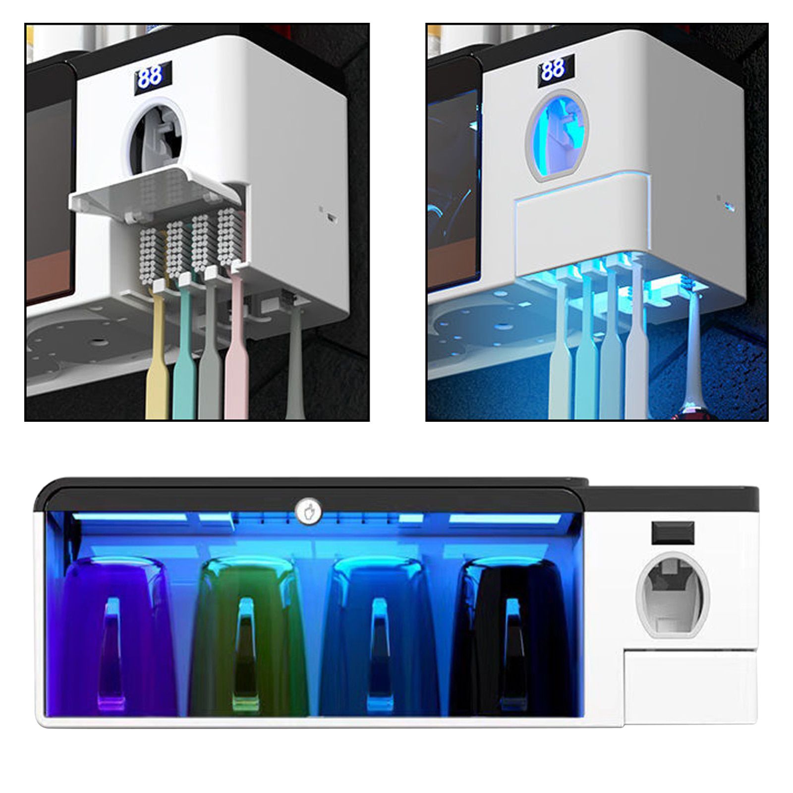 UV Toothbrush Holder Toothbrush Sanitizer Wall Mounted Electric UV Toothbrush Holder Toothbrush Organizer Sterilizer