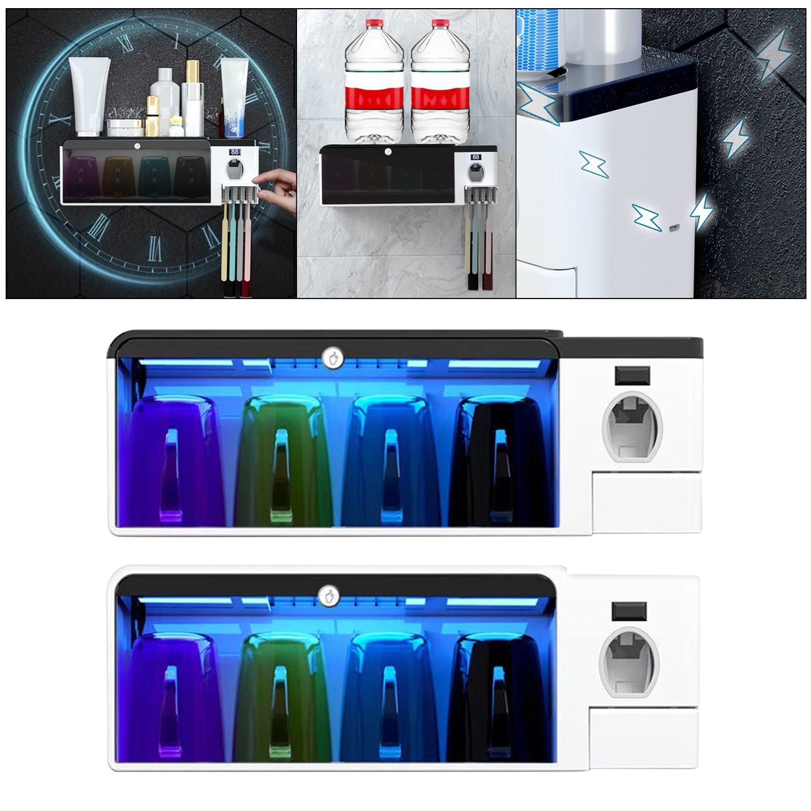 UV Toothbrush Holder Toothbrush Sanitizer Wall Mounted Electric UV Toothbrush Holder Toothbrush Organizer Sterilizer