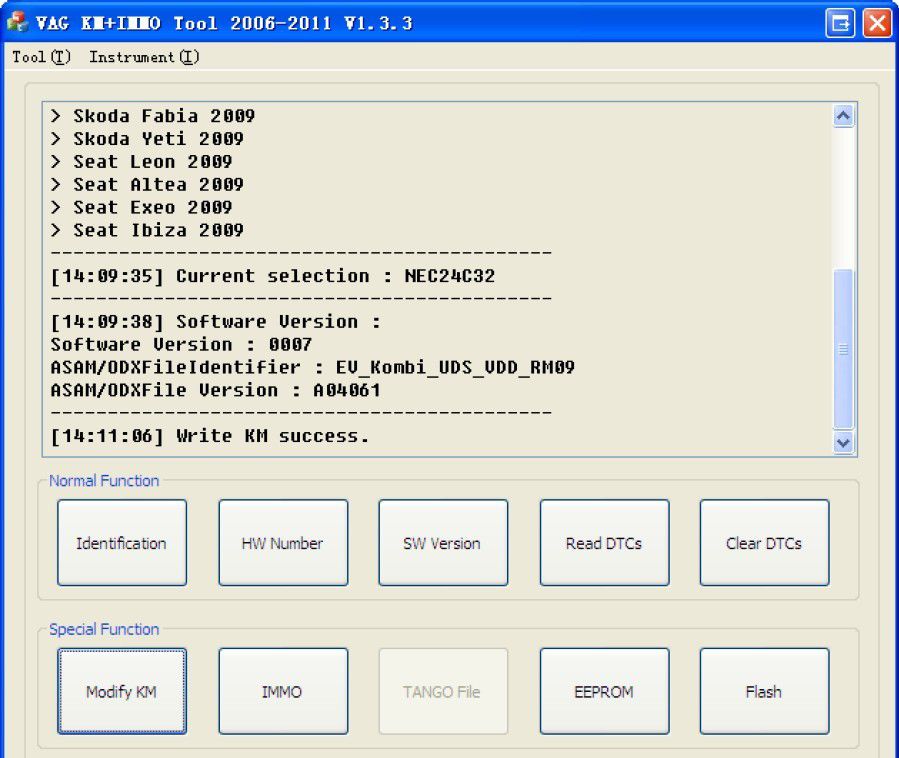 VAG KM+IMMO tool software display 6