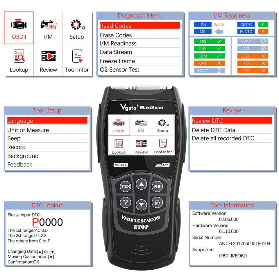 Vgate VS890 OBD2 Automotive Scanner