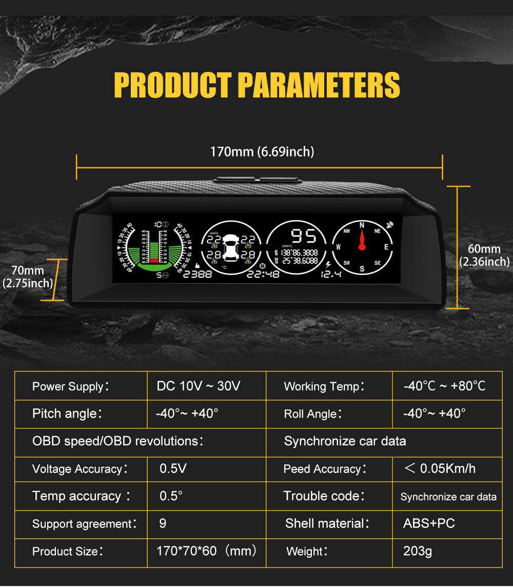 AUTOOL X91 Car 3in1 GPS TPMS HUD Universal 