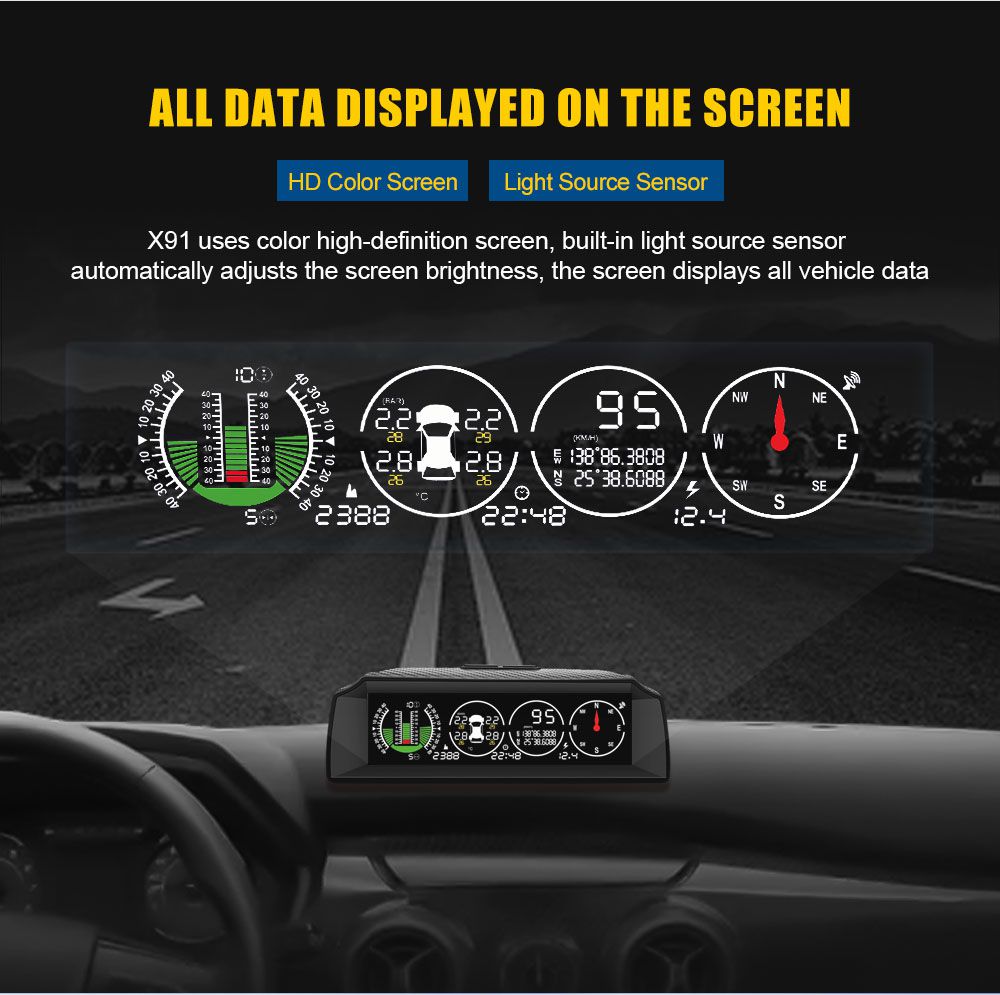 AUTOOL X91 Car 3in1 GPS TPMS HUD Universal 