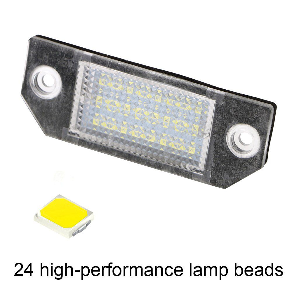 2PCS DC12V 24 LED White Light No Error For Ford Focus C-MAX MK2 03-08 6W Number Plate Lamp Car License Plate Lights