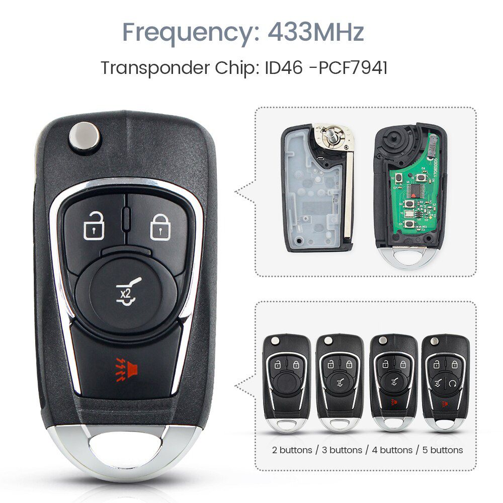 315MHz/433MHz Modified Car Remote Key Flip For Vauxhall Opel Astra J Corsa E Insignia Zafira C 2009-2016 2/3/4/5 Buttons