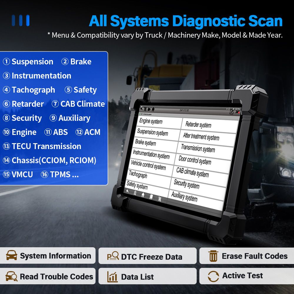 Ancel X7 HD Heavy Duty Truck Scanner Enhanced HD Diesel Scanner Full-Systems Diagnostic Tool DPF Regeneration OBD2 Code Reader