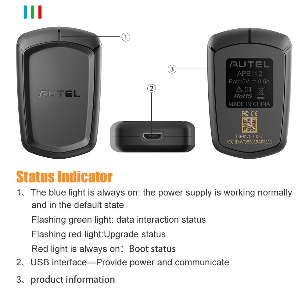 Autel APB112 Smart Key Simulator Main Unit and USB Cable Set for IM608 IM508