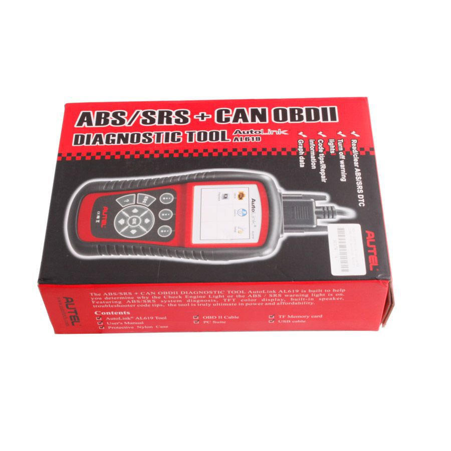 100% Original Autel AutoLink AL619 OBDII CAN ABS And SRS Scan Tool Update Online