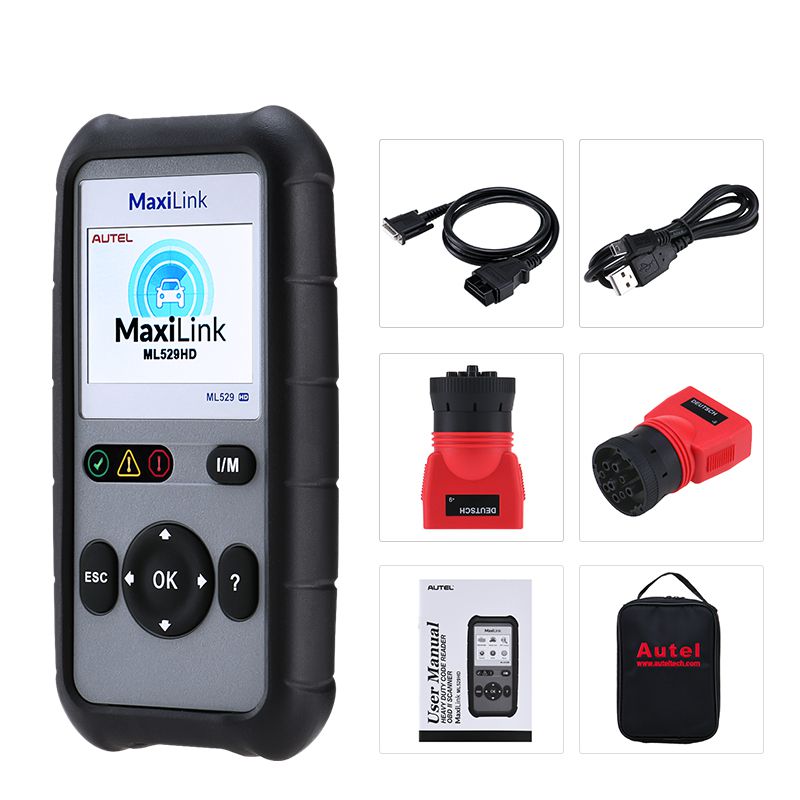 Autel MaxiLink ML529HD Scan Tool Diagnostic Tool Full OBD2 Car Scanner Auto Scan Tool Heavy Duty Vehicle Code Reader ML529+ HD