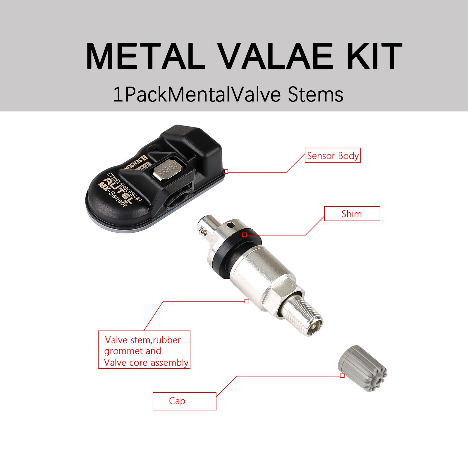 Autel MX-Sensor 433MHz/315MHz Universal Programmable TPMS Tire Pressure Monitor Sensor Replacement