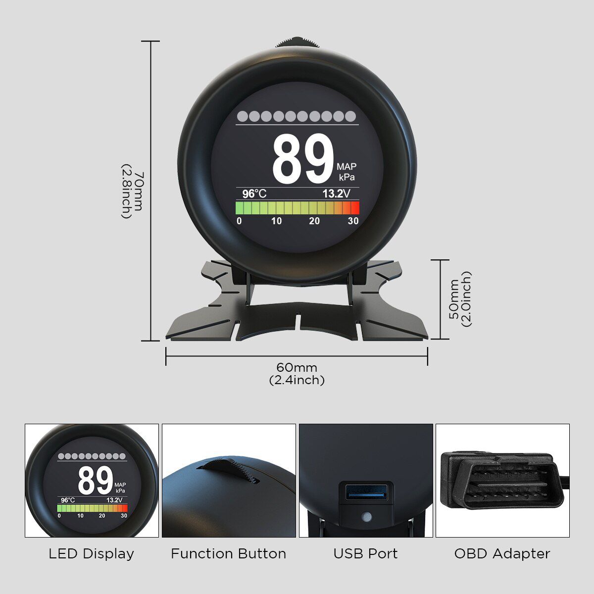 AUTOOL X60 Speedmeter Car OBD2 HUD Head Up Display OBD Alarm Speed Water Oil Temperature Gauge Tachometer Digital Mileage Meter