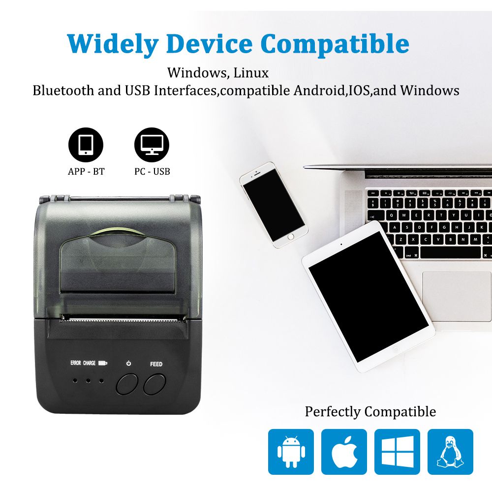 NT-1809DD 58mm Bluetooth Thermal Receipt Printer for Android IOS Windows AND 5890T RS232 Port Receipt Printer POS Portable