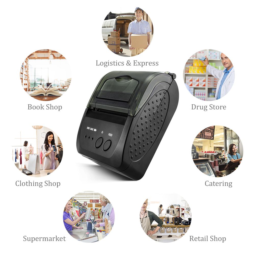 NT-1809DD 58mm Bluetooth Thermal Receipt Printer for Android IOS Windows AND 5890T RS232 Port Receipt Printer POS Portable