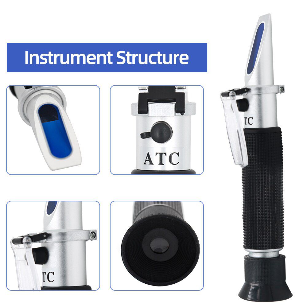 brix 0-90% refractometer Sugar Refratometro for Food Content fruit juice liquids ATC Measurement tool with retail box