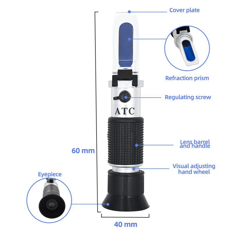 Brix Refractometer 0-10% Brix Handheld Sugar Meter ABS Material Plastic Sugar Refractometer Sugar Content Testing Equipment