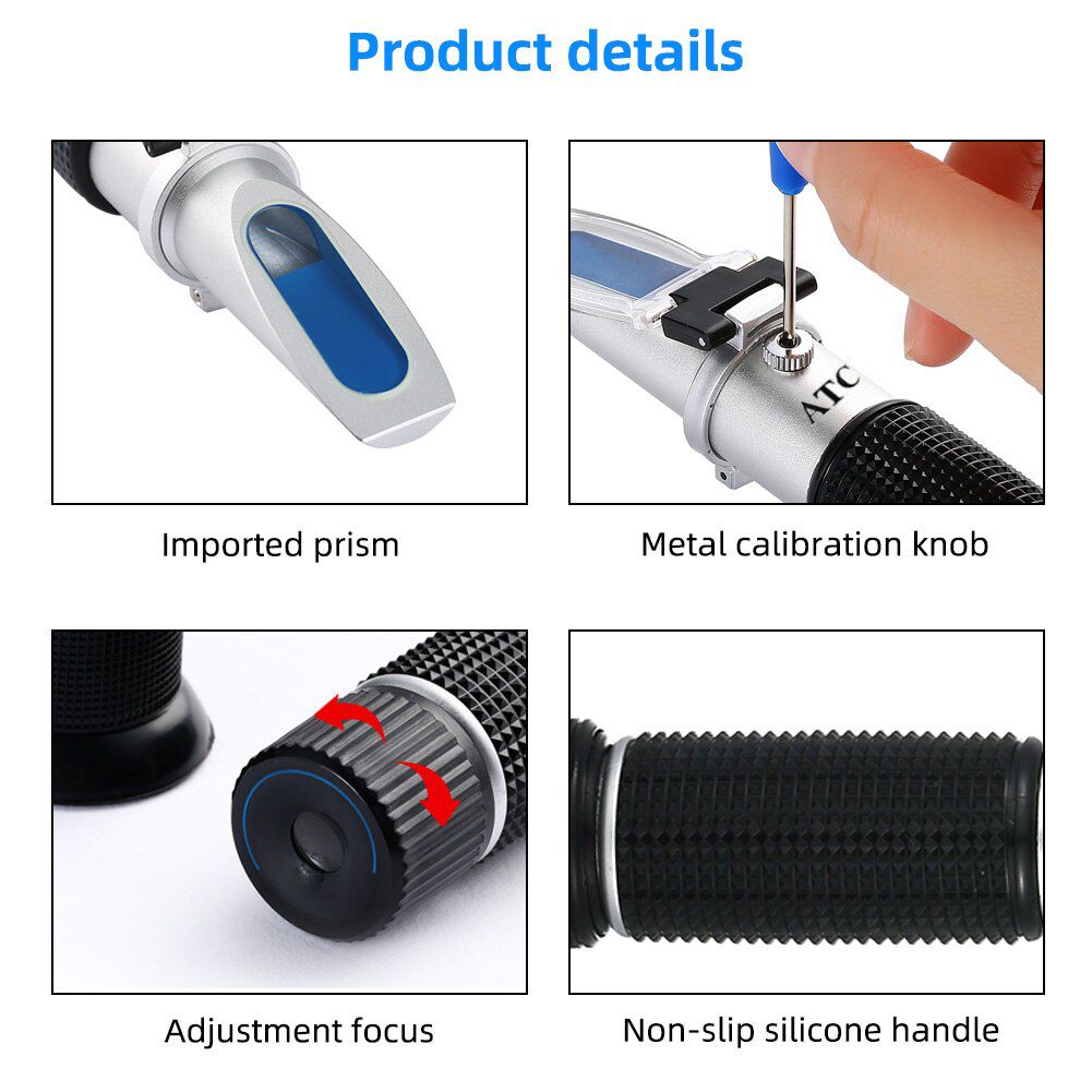 Brix Refractometer 0-10% Brix Handheld Sugar Meter ABS Material Plastic Sugar Refractometer Sugar Content Testing Equipment