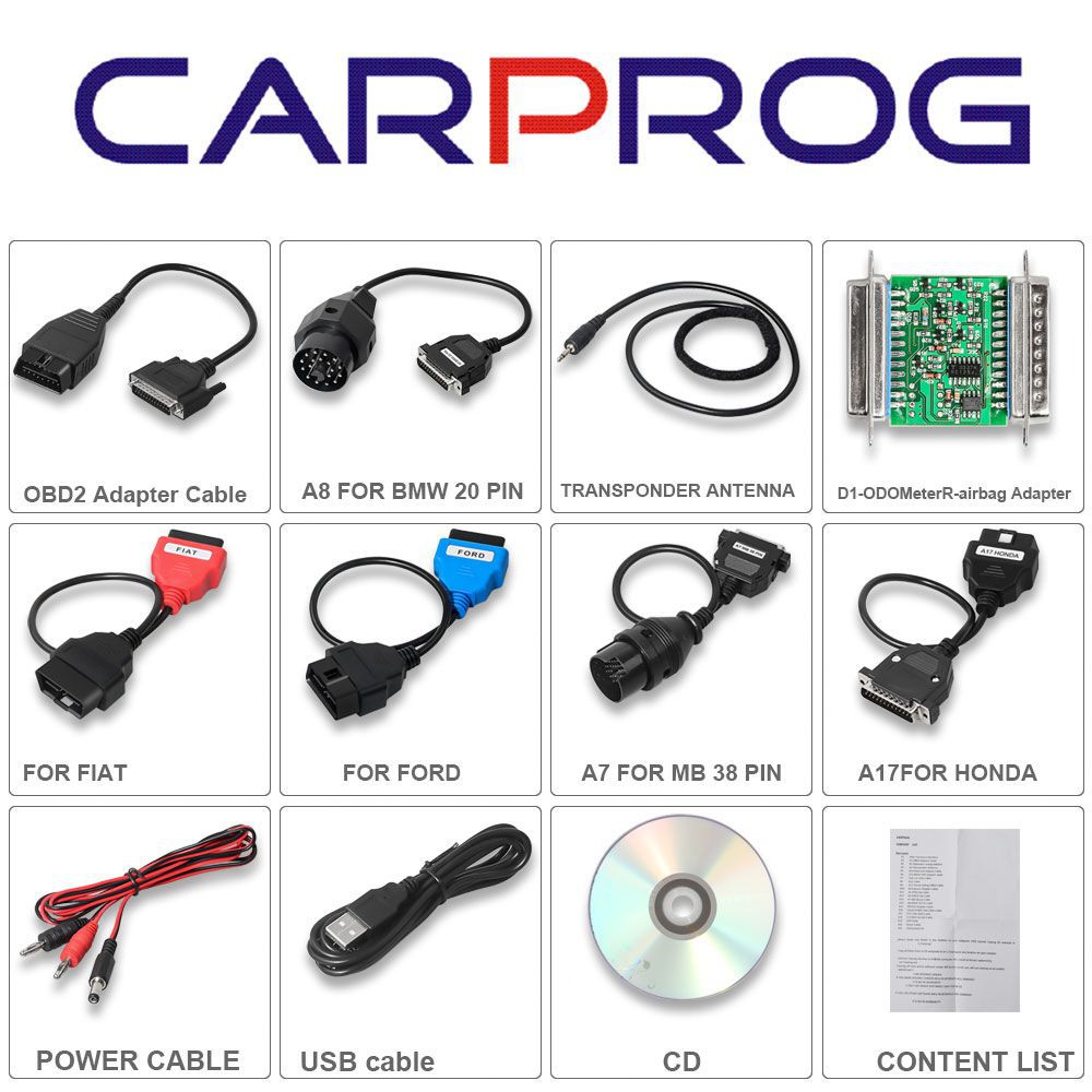 Carprog Full Perfect Online Version Firmware V8.21 Software V10.93 with All 21 Adapters Including Full Authorization