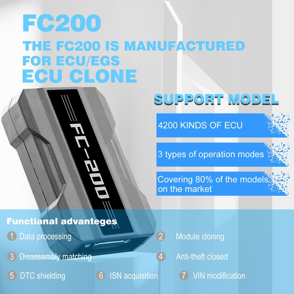 CG FC200 ECU Programmer Full Version Support 4200 ECUs and 3 Operating Modes Upgrade of AT200 Ship from US/EU