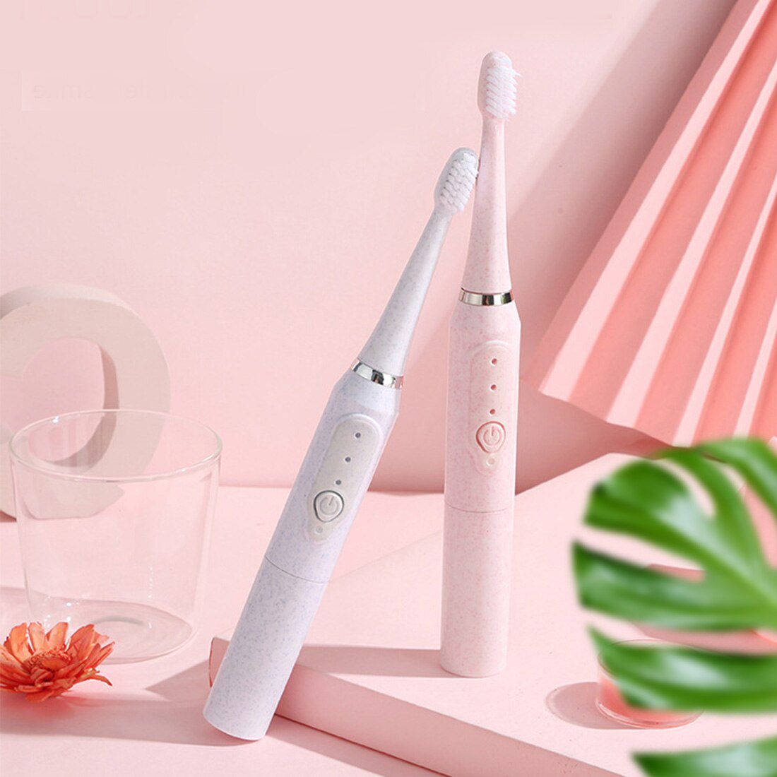 Couple Ultrasonic Electric Toothbrush Adult IPX7 Waterproof Sonic Toothbrush Automatic Soft Hair Tooth Brush AA Battery