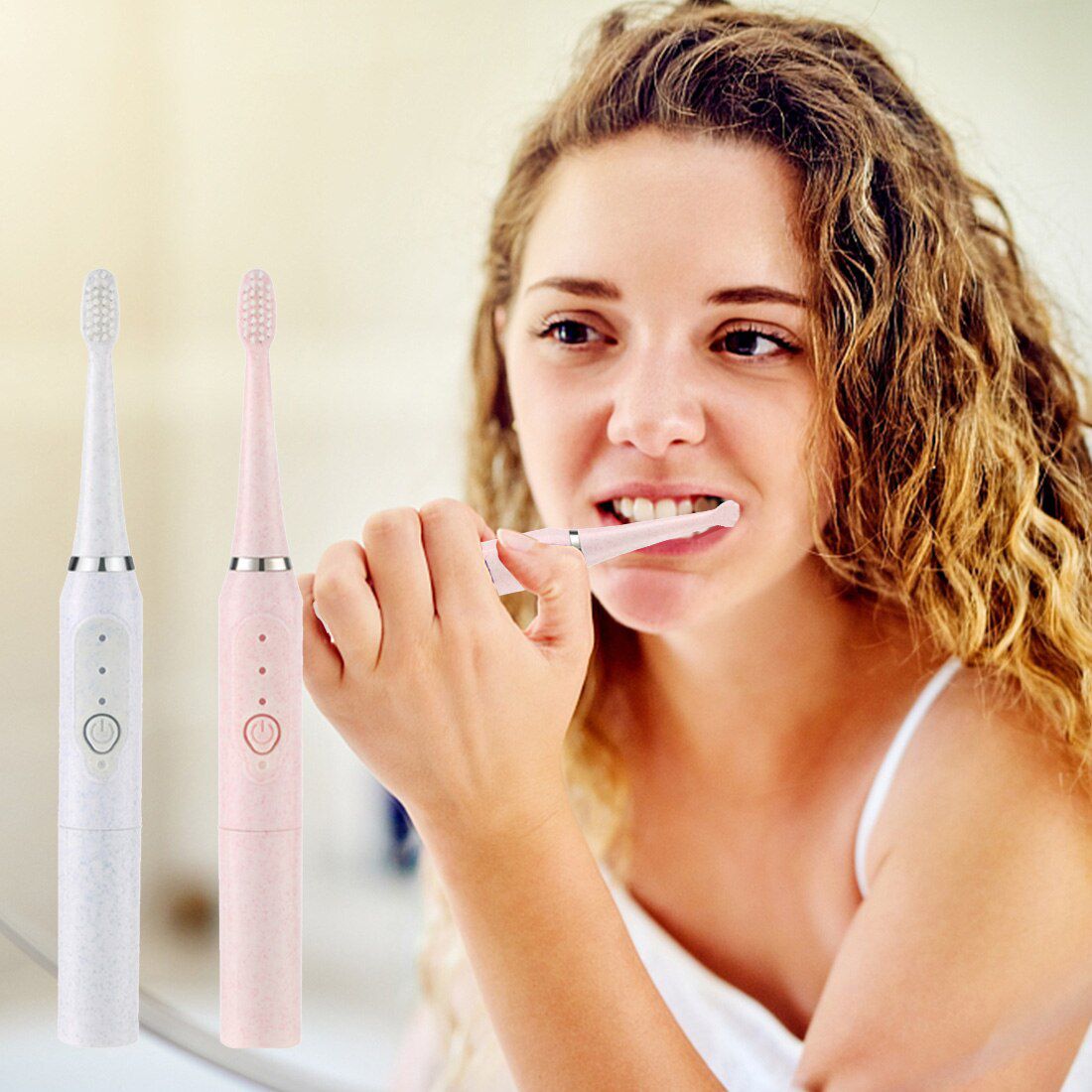 Couple Ultrasonic Electric Toothbrush Adult IPX7 Waterproof Sonic Toothbrush Automatic Soft Hair Tooth Brush AA Battery