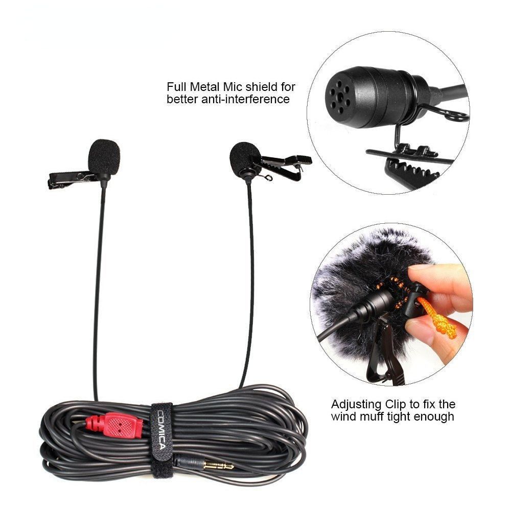 CVM-D02 Dual Lavalier Microphone Portable Clip on Mic for Phones Camera Video Recording Online Meeting Vlogging Streaming