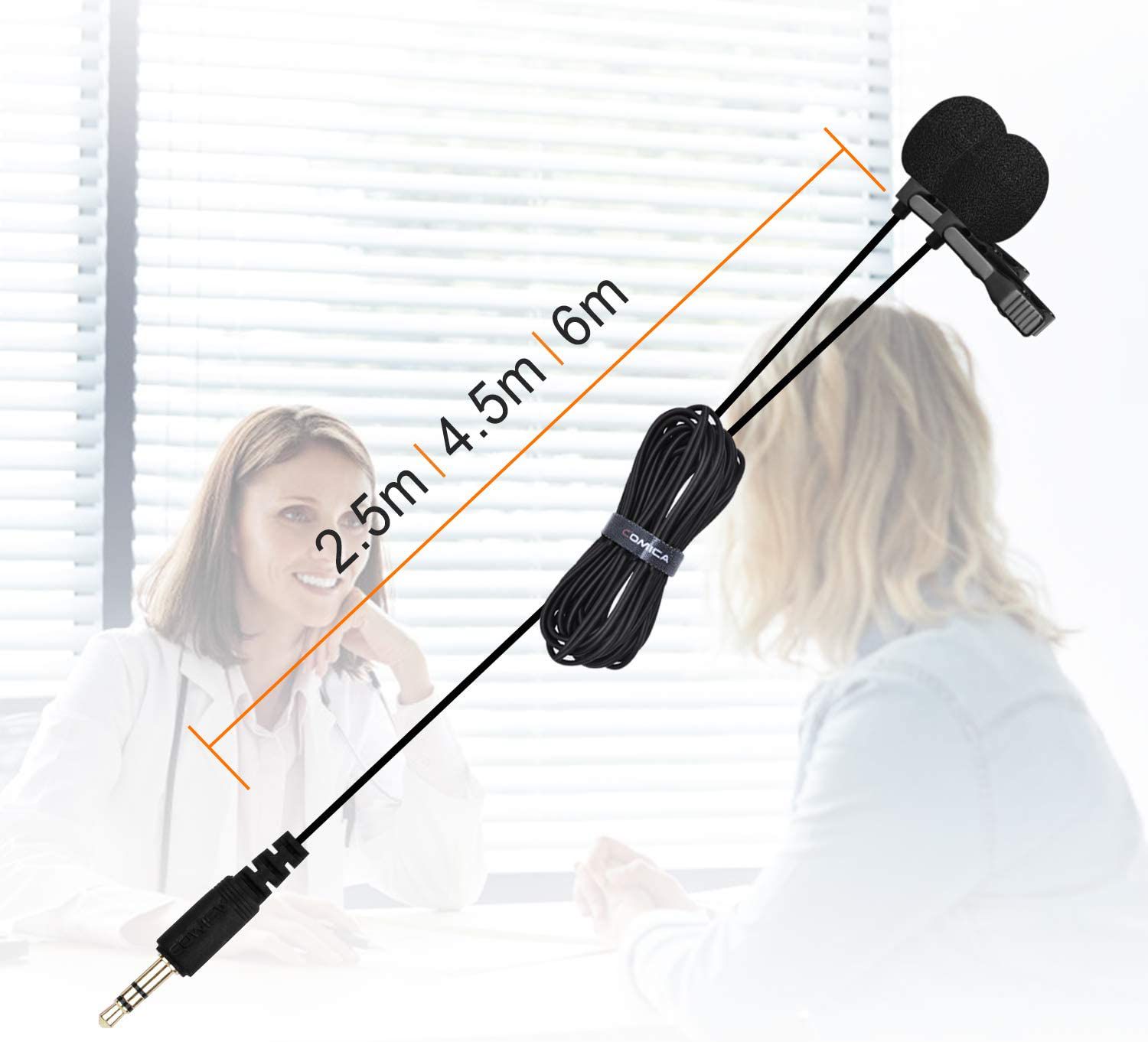 CVM-D02 Dual Lavalier Microphone Portable Clip on Mic for Phones Camera Video Recording Online Meeting Vlogging Streaming