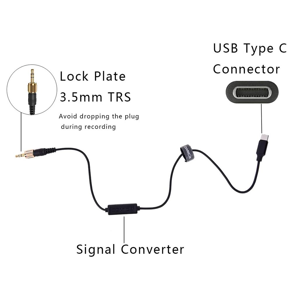 CVM-DL-SPX(UC) 3.5mm TRS to USB Type-C Mic Adapter for COMICA WM100/200/300 Wireless Microphone for USB C Smartphones