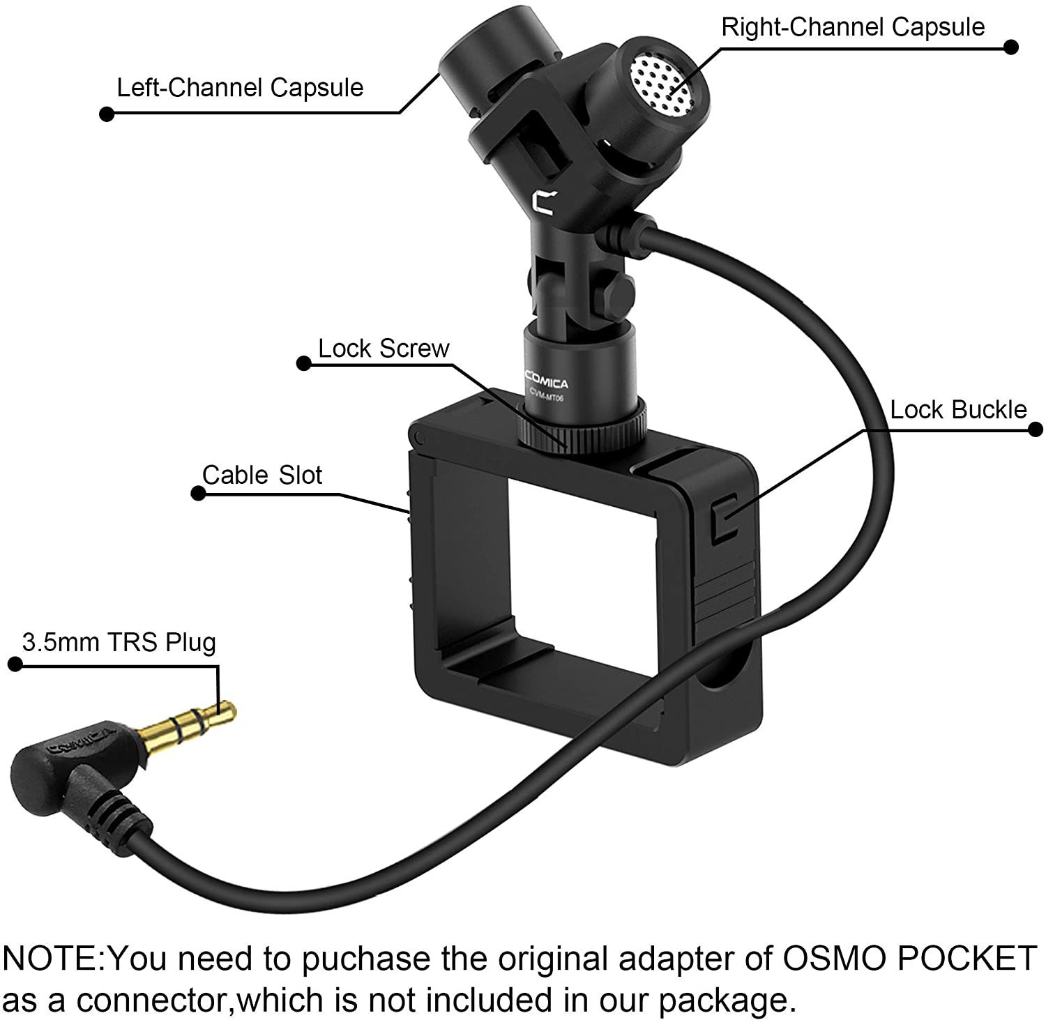 CVM-MT06 Mini Cardioid XY Stereo Microphone Osmo Pocket Mic DJI OSMO Accessories for Video Recording Vlogging Youtube