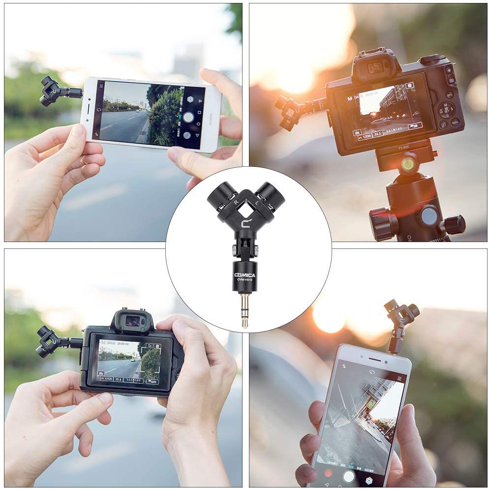 CVM-VS10 Stereo Microphone XY Dual Channel Cardioid Video Mic for Gopro Camera Android Smartphone Youtube Recording Vlog