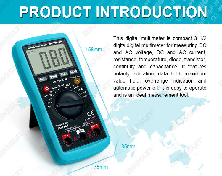 AC/DC Ammeter Voltmeter Ohm Portable Meter voltage meter EM420B