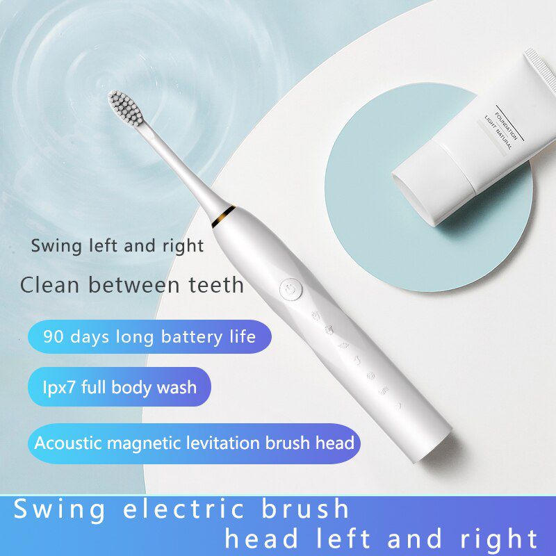 Electric Toothbrush Sonic 6-speed Adult Household Soft Hair IPX7 USB Rechargeable Waterproof Couple Electric Toothbrush