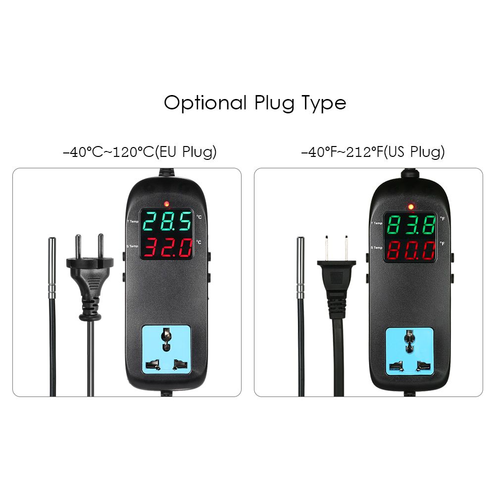 Electronic Thermostat LED Digital Temperature Controller Breeding Thermocouple thermal regulator with Socket AC 90V~  250V