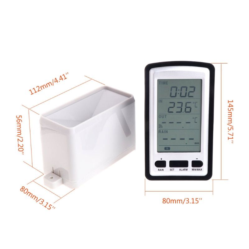 Electronic Wireless Rain Gauge Rain Meter Indoor Outdoor Digital Temperature Meter Weather Station Rainfall Statistics Recorder