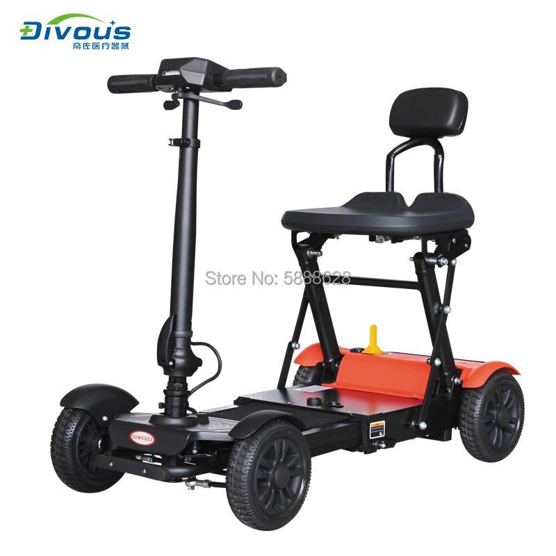 Outdoor travel 4 Wheel  ultralight  Folding Disabled Electric Tricycle Mobility Scooters wheelchair