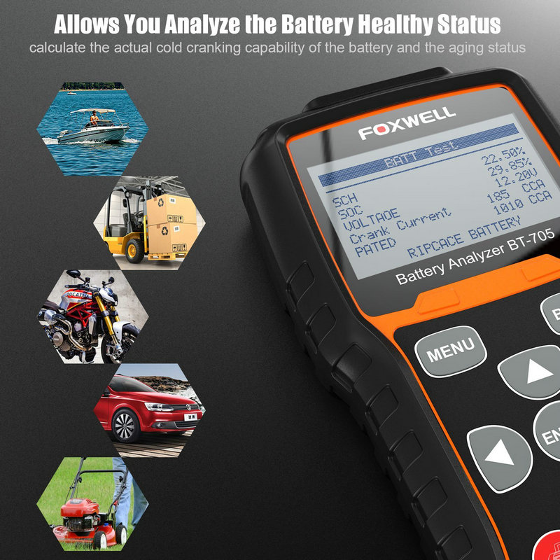 Foxwell BT705 Foxwell BT-705 Car Battery Tester Charging System 12V 24V Regular Flooded AGM GEL Type Car Truck Flooded AGM GEL Battery Analyzer