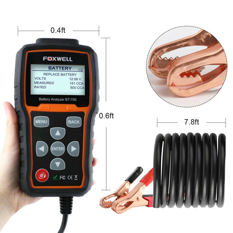 Foxwell BT705 Foxwell BT-705 Car Battery Tester Charging System 12V 24V Regular Flooded AGM GEL Type Car Truck Flooded AGM GEL Battery Analyzer